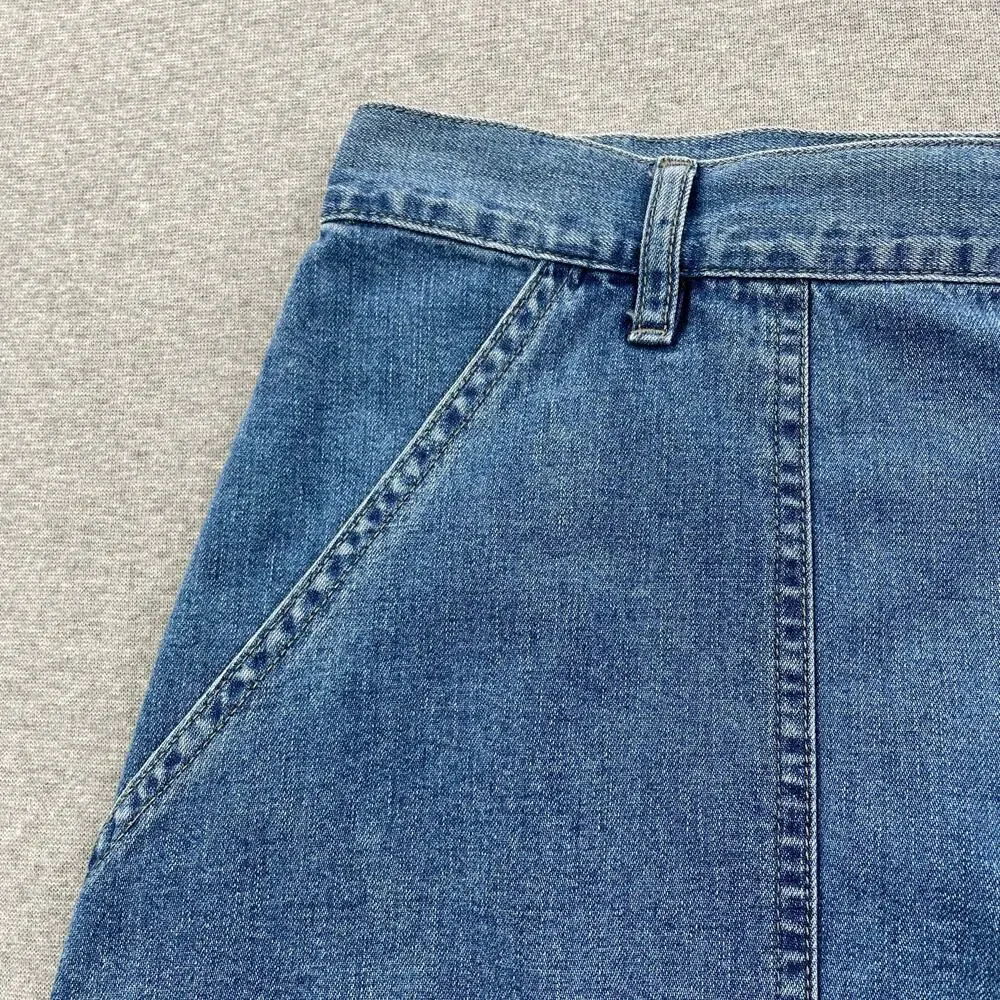 Vintage Old Navy Denim Skirt Womens 14 Blue Jean Pockets Y2K 90s Retro Preppy